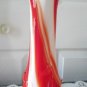 Vintage White/Orange Swirl Blown Art Glass Vase 60s