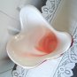 Vintage White/Orange Swirl Blown Art Glass Vase 60s