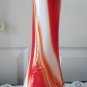 Vintage White/Orange Swirl Blown Art Glass Vase 60s