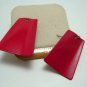 Vintage Red Wavy Enamel Metal Dangle Earrings Continental
