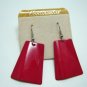 Vintage Red Wavy Enamel Metal Dangle Earrings Continental