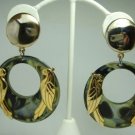 Vintage Green Swirl Lucite Hoops/ Parrots Clip Earrings
