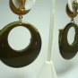 Vintage Green Swirl Lucite Hoops/ Parrots Clip Earrings
