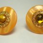 Vintage Orange Lucite Big Button Clip Earrings