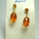 Vintage Clear Amber Lucite? Dangle Clip Earrings NOC