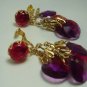 Vintage Clear Red & Purple Discs Lucite? Clip Earrings NOC
