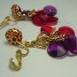 Vintage Clear Red & Purple Discs Lucite? Clip Earrings NOC