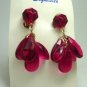 Vintage Clear Red Lucite? Dangle  Clip Earrings NOC
