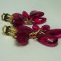 Vintage Clear Red Lucite? Dangle Clip Earrings NOC