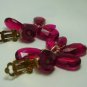 Vintage Clear Red Lucite? Dangle Clip Earrings NOC