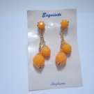 Vintage Sunny Yellow Lucite? Dangle Clip Earrings NOC