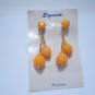 Vintage Sunny Yellow Lucite? Dangle Clip Earrings NOC