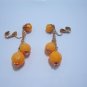 Vintage Sunny Yellow Lucite? Dangle Clip Earrings NOC