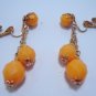 Vintage Sunny Yellow Lucite? Dangle Clip Earrings NOC