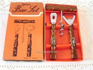Vintage Bar Set Openers Corkscrew Florida Souvenir 60's