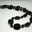 Vintage Black Lucite? Plastic Beads Necklace Gothic