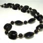 Vintage Black Lucite? Plastic Beads Necklace Gothic