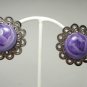 Vintage Lilac Lucite Swirl/Silvertone  Clip Earrings