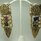 Vintage Goldtone/Semi-precious Stones Clip Earrings Vintage Goldtone/Semi-precious Stones Clip Earrings