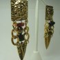 Vintage Goldtone/Semi-precious Stones Clip Earrings