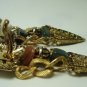 Vintage Goldtone/Semi-precious Stones Clip Earrings