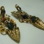 Vintage Goldtone/Semi-precious Stones Clip Earrings