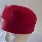 Vintage Red  Wool Fur Felt & Brooche 6 5/8 Small