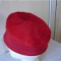 Vintage Red Wool Fur Felt & Brooche 6 5/8 Small