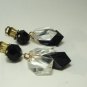 Vintage Clear/Black Lucite? Dangle  Clip Earrings NOC