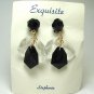 Vintage Clear/Black Lucite? Dangle Clip Earrings NOC