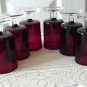 Vintage Ruby Red Arcoroc 6 Wine Goblets Footed France