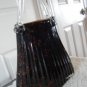 Vintage Ribbed Spotted Brown Fused Art Glass Vase 60s
