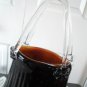 Vintage Ribbed Spotted Brown Fused Art Glass Vase 60s