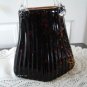 Vintage Ribbed Spotted Brown Fused Art Glass Vase 60s