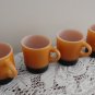 Vintage 4 Fired On Orange & Black Stackable Mugs Fire King