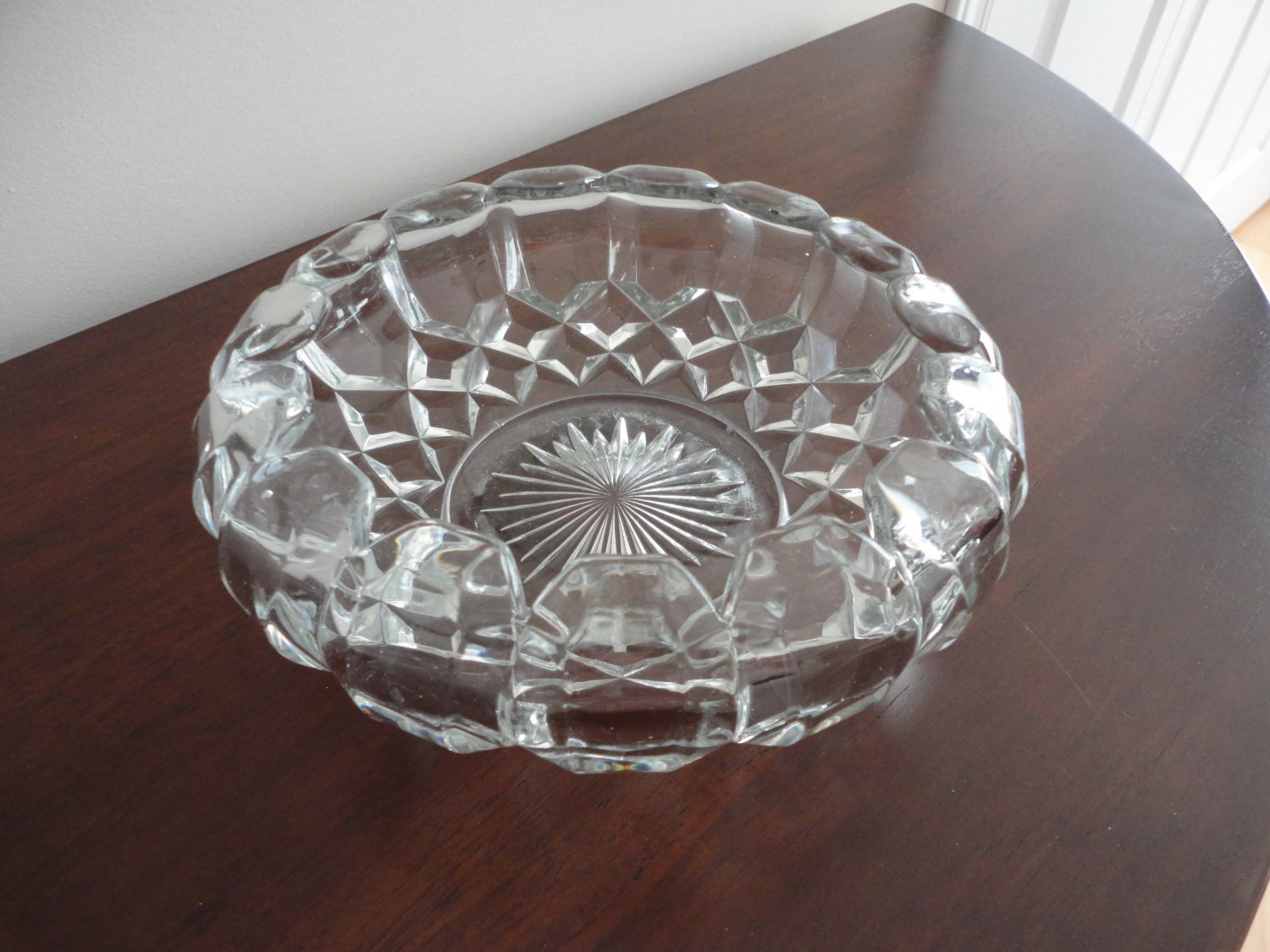 Vintage Clear Glass Diamond Pattern Dish