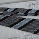 Vintage Black Blue & White Striped Polyester NeckTie Pierre Moreau Vintage Black Blue & White Striped Polyester NeckTie Pierre Moreau