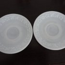 Vintage white glass 2 saucers Embossed Floral Platonite Hazel Atlas