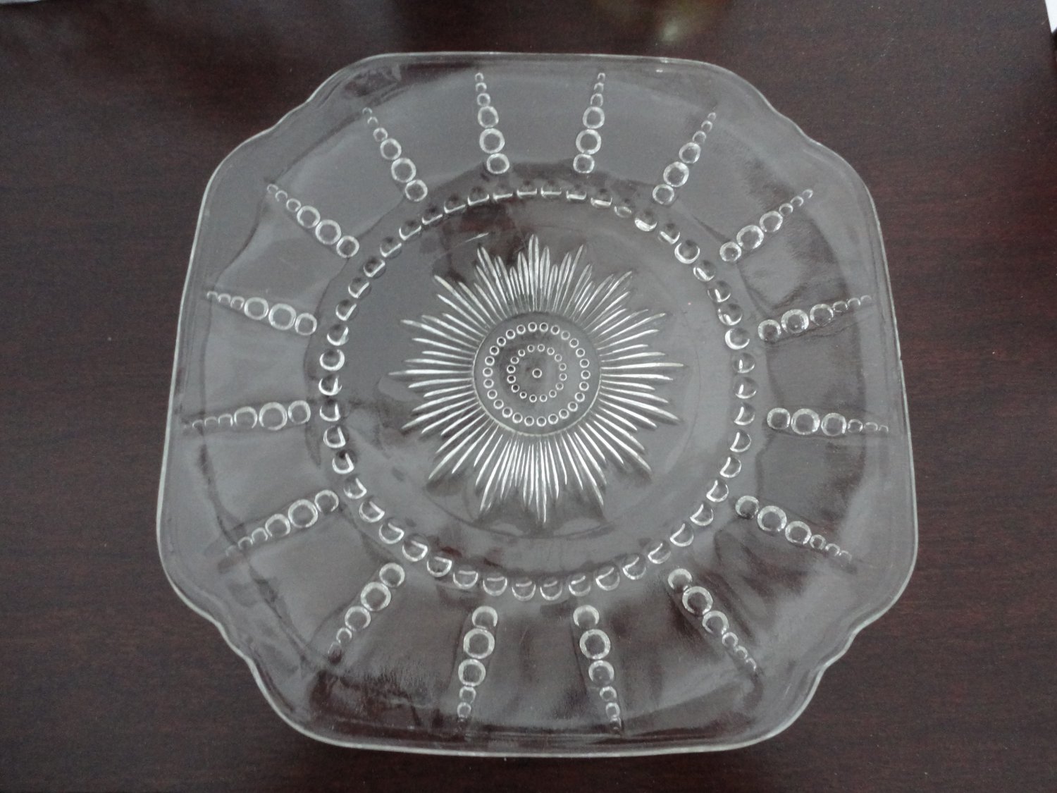Vintage Clear Glass China Pearl Dinner Plate 50s