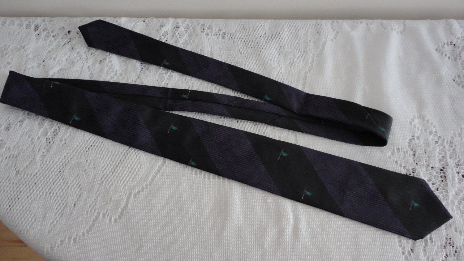 Vintage Black & Purple Polyester Gucci Necktie