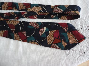 Vintage Multicolor Geometric Design Silk Necktie Monsieur Pierre Paris