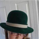 Vintage Forest Green Felt Hat Small 21 1/2 Inches Anita Pineault