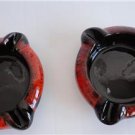 Vintage Red/ Black Lava 2 Round AShtrays Canuk Pottery Canada