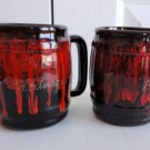 Vintage Red/ Black  Souvenir  Coffee Mugs Canuk Pottery Canada