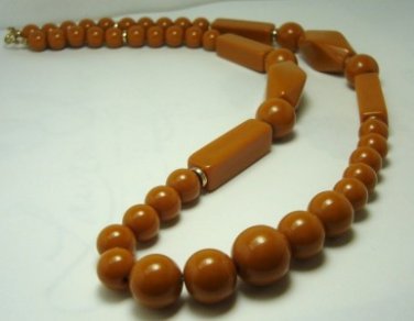 Vintage Preowned Buttercotch Lucite Matinee Necklace 70's