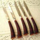 Vintage Bakelite Moc Horn 5 Steak Knives MARVO GH 40139