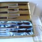 Vintage Brown Bakelite Carving Set Flatware Empire & 6 Steak Knives