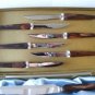 Vintage Brown Bakelite Carving Set Flatware Empire & 6 Steak Knives