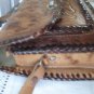 Vintage Tan Hand Tooled Flower Design Genuine Leather Purse