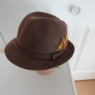 Vintage brown suedine men hat fedora L, 7¼ 58cm, 22 5/8 in Biltmore